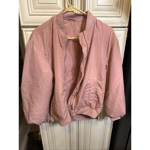 ZARA Girls Full Zip Ruched Long Sleeve Bomber Jacket Pink Size 11-12 - Picture 8 of 8